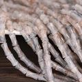 Bamboo shaped glass beads in white and grey marble texture for DIY jewelry making - 6x12mm Marbled Ink Coffee (1Pc)