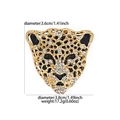 Golden tiger head brooch with sparkling white rhinestones and black enamel accents - Gold Leopard Head XD11257-2