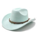 Dettaglio di un cappello da cowboy verde menta con teschio in bronzo e cordino decorato - M (56-59cm) / verde chiaro
