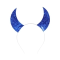 Blue sequin devil horn headband for Halloween costumes and party cosplay accessory - One Size / Blue