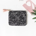 Mini portamonete con stampa paisley, nappa rosa e design in bianco e nero - Stile Etnico con Nappe / Piccolo / Nero