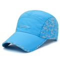 Light blue quick-dry outdoor sports cap with grey camo accents and breathable vents - Adjustable / Lake Blue