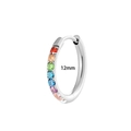 12mm silver stainless steel earring with rainbow cubic zirconia inlay for cartilage - 12mm / Silver Rainbow
