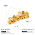 Pasador de pelo doble flor en acero dorado con circonitas brillantes centrales - Estilo de Circonita de Doble Flor Dorada (NB-H1020)
