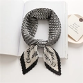 Elegant houndstooth pleated scarf with cursive letter accents for a French chic look - B&W Houndstooth Letter