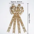 Large velvet Christmas bow in gold champagne finish, decorative holiday ornament 28.5x63cm - Champagne