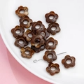 Brown marble pattern 14mm acrylic flower beads with pin for DIY jewelry making - 14mm / 5# Solid Dyeing (kp6522)