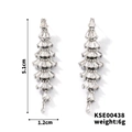 Detail view showing silver zircon tassel earrings dimensions 5.1cm by 1.2cm - Tower Tassel Style (KSE00438)