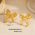 Elegante goldene Schleifenohrringe aus Edelstahl für das tägliche Modeoutfit - Schleifen-Stil (金色耳环818) / Gold
