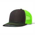 Trucker-Cap in Schwarz und Neongrün mit Netzrücken und gebogenem Schirm-Design - Schwarz/Grünes Netz