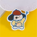 Cartoon dog acrylic badge with artist outfit and palette for backpacks and bags - Artist Dog