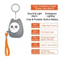 Cat-shaped personal alarm in dark grey with orange lanyard and 130dB sound volume - Chinese Packaging / Cute Cat / Dark Gray