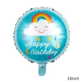 Blue 18-inch round foil balloon with rainbow smiley cloud and Happy Birthday print - 18 Inch Rainbow Smile Cloud Blue