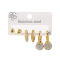 Ensemble de boucles d'oreilles minimalistes en acier doré avec clous, créoles et gouttes - Goutte d'eau