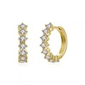 Luxury gold hoop earrings with sparkling white cubic zirconia inlay on white background - Gold with White Pave Huggie