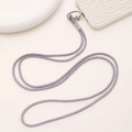 Detail of lavender rhinestone crossbody phone strap with metallic ring connector - Purple