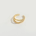 Elegant gold open ring with double-layered crisscross mesh texture and adjustable fit - Linear Ripple Style