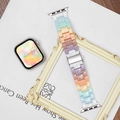 Λουράκι ρητίνης ουράνιο τόξο για Apple Watch με ασημένιο κούμπωμα από ανοξείδωτο ατσάλι - Για 42/44/45/49mm / Ουράνιο τόξο