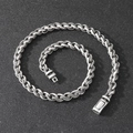 Collana retrò in argento con texture intrecciata vintage e fibbia quadrata da uomo - Argento Antico (KN286885-KJX)