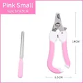Pink and white stainless steel pet nail clipper and file set with size measurements - Small Set (With File) / Pink