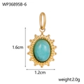 Goldener Sonnenanhänger mit ovalem Türkisstein, 1,6 cm hoch und 1,2 cm breit - Himmelblau