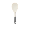 Rice spoon from silicone kitchen set featuring cream head and grey ergonomic handle - White Grey Rice Spoon