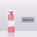 Flacon pompe à vide de 15ml pour lotion avec pompe rose et corps transparent - Lotion / 15ml / Rose