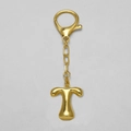 18k gold plated letter T keychain bubble bag charm with lobster clasp and mirror finish - Letter T