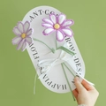 Handmade crochet lily bouquet with purple and white petals on a card gift packing - Cosmos (Light Purple + Dark Purple Gradient)