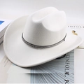 Detailed top view of white wool felt cowboy hat with sparkling rhinestone trim and wide brim - Four Row Rhinestone / Cream