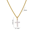 Hip hop gold cross pendant necklace with clear cubic zirconia and 60cm twist chain - 60cm Twist Chain Gold (A326)