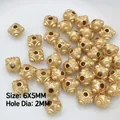 Macro view of 6x5mm vintage gold spacer beads with 2mm aperture for DIY jewelry - 17 (6mm Decorative Spacer)