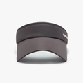 Dark grey open top sun hat for women with wide brim and metal logo detail - Dark Gray