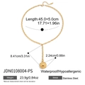 Dimensioni dettagliate per una collana a Y retrò in acciaio inossidabile impermeabile - Stile Y a moneta bicolore oro argento (JDN0108004-PS)
