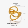 Minimalistische 18K vergulde roestvrijstalen ring met abstract golfvormig ontwerp - Goud