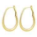 Polished gold-plated stainless steel teardrop hoop earrings for women on white background - Hinged Snap Hollow Gold Color