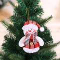Miniatura di pupazzo di neve natalizio con motivo a quadri su albero di Natale con luci - Pupazzo di Neve in Tessuto a Scacchi