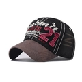 Cappellino da baseball vintage con visiera marrone e ricamo 21 1984 in rilievo - Ricamo di 21 Lettere (2905) / Nero