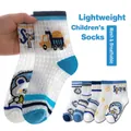 Breathable mesh cotton socks for kids with space and vehicle patterns 5-pair set - Grid Mesh Blue Car Bear / 3-5 Years (Feet length 13-15cm)