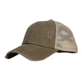 Distressed ponytail baseball cap in olive green and beige mesh with vintage finish - Olive Green with Beige Mesh