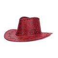 Cappello da cowboy vintage rosso scuro con trama marmorizzata nera e cuciture a incrocio - Regolabile / Rosso Scuro