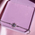 Collana sole in argento con opale rosa e zirconi su velluto rosa elegante - Bracciale d'Argento