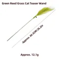 Green reed cat wand toy with bell, length 66.5cm, interactive feather stick for cats - Green Reed Grass Cat Teaser