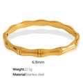 Minimalist golden bamboo node bracelet in stainless steel with a polished 6.8mm width finish - 6.8mm / Gold (SZ126金色手镯)