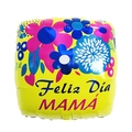 Square yellow aluminum foil balloon with colorful flowers and Spanish Feliz Día MAMÁ text - 18 Inch Yellow Floral Square Happy Mother's Day (C4030)