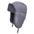 Gorro de aviador gris en cuero sintético con forro de piel sintética y orejeras térmicas - Gris