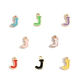 DIY alphabet letter J charms in eight vibrant enamel colors for jewelry making - Letter J / Black