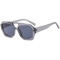 Modern gray transparent pilot sunglasses with dark lenses from a 45-degree angle - Sunglasses / Smoke Gray