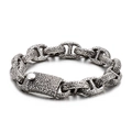 Vintage stainless steel anchor chain bracelet with distressed silver hammered texture finish - Anchor Chain Retro Style (KB128123-BDJX)