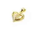 Detail of a gold heart-shaped pendant with cubic zirconia and the letter C - Letter G